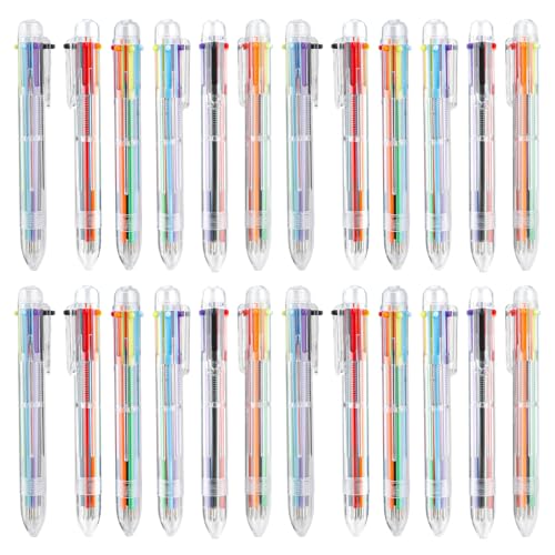 24 PCS Back to School Supplies Ballpoint Pens Bulk, 6-in-1 Colored Pen Ballpoint Party Favors Office Supplies, Multicolor Pen for Kids Students Classroom Favors Back to School Gifts