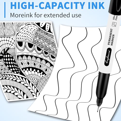 Black Ultra Fine Point Permanent Markers, Extra Fine Tip, Quick Drying and Waterproof, Fade Resistant Perfect on Paper, Glass, Metal, Plastic, Wood, Office & School Use, 100 Pack - size: 1 Count (Pack of 100)