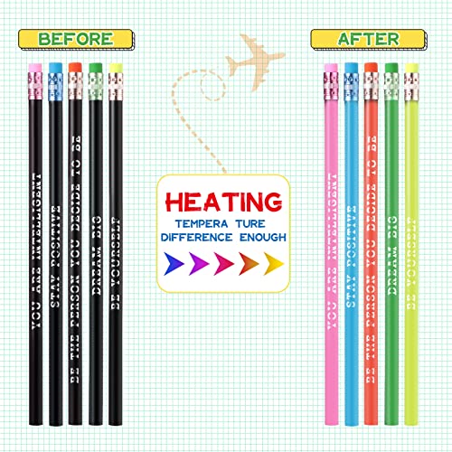 Epakh 100 Pcs Inspirational Pencils Color Changing Pencils Bulk with Eraser HB Wooden Pens Gift for Kids Back to School Gift for Classroom, Student Reward(Black,Classic Style) - color: Black