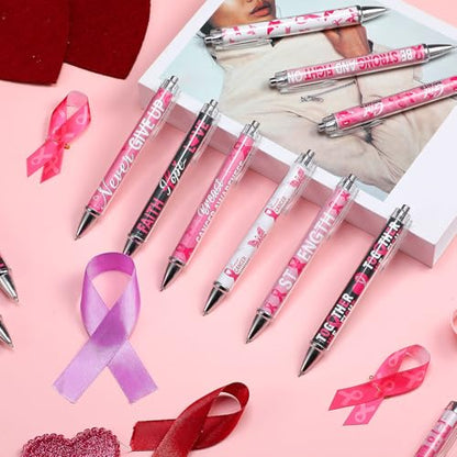 Cholemy 48 Pcs Breast Cancer Awareness Pens Bulk Pink Ribbon Ballpoint Pens Breast Cancer Awareness Ribbon Pen Pink Breast Cancer Black Ink Pen for Women Public Events Gift Office Supplies - style: Breast Cancer