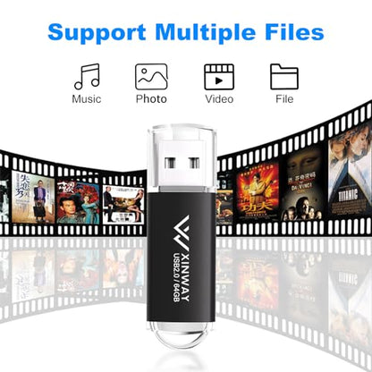 64GB USB 2.0 Flash Drives Thumb Drives Memory Stick Jump Drive Zip Drive, 5 Pack Mixed Colors: Black Blue Green Gold Purple - color: 64GB - Black Blue Green Gold Purple