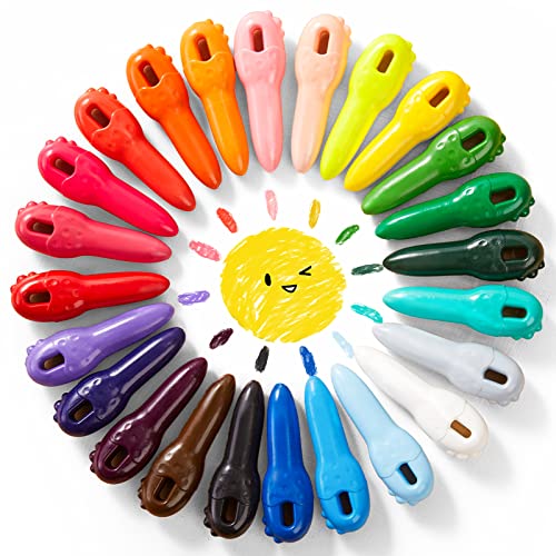 Mess Free Beeswax Crayons for Toddlers, 24 Colors Baby's First Washable Jumbo Crayon with 108 FREE Coloring Books PDF Pages, Big Large Crayons for Kids Ages1-3,2-4,4-8 Keep Kids Busy Coloring - style: 24 Colors