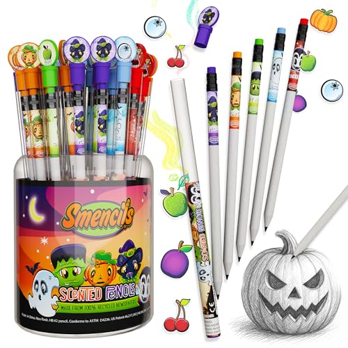 Halloween Smencils Cylinder - HB #2 Scented Smelly Pencils, 50 Count - Gifts for Kids, Party Favors, Classroom Rewards - color: Halloween