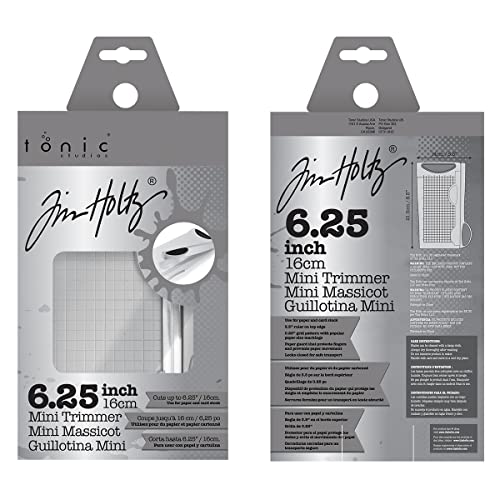 Tim Holtz Mini Paper Cutter - Small Portable Guillotine Paper Trimmer for Crafts, Photo Paper, and Card Making - 6.25 Inch Cutting Length with Ruler and Grid Lines - size: Mini 6.25"