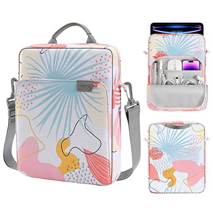 MoKo 13 Inch Tablet Sleeve Bag Carrying Case with Shoulder Strap Handle | Fits iPad Pro 13-inch M5, iPad Air 13-inch M4/M3, iPad Pro 12.9 M2/M1 and Galaxy Tab S8+/S9+ 12.4, Tropical Leaf - color: Tropical Leaf, size: 12.9 inch