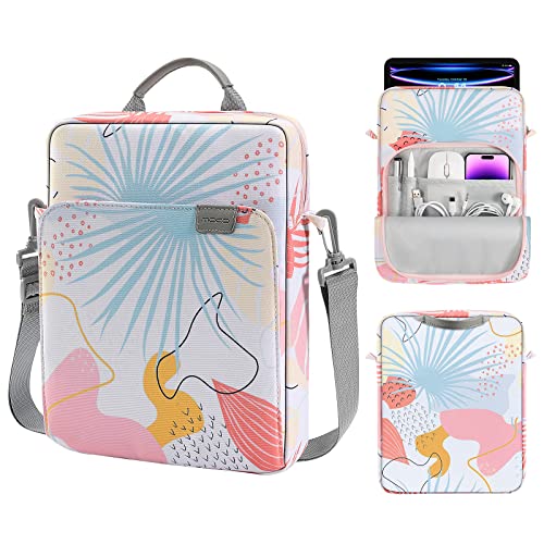 MoKo 13 Inch Tablet Sleeve Bag Carrying Case with Shoulder Strap Handle | Fits iPad Pro 13-inch M5, iPad Air 13-inch M4/M3, iPad Pro 12.9 M2/M1 and Galaxy Tab S8+/S9+ 12.4, Tropical Leaf - color: Tropical Leaf, size: 12.9 inch
