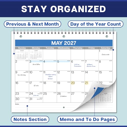 Dunwell 2026-2027 Calendar for 3 Ring Binder - 8.5x11, Jul. 2026 to Dec. 2027, 18 Months Desk Calendar with Premium Paper, 3-Hole Calendar for Office, School, 8.5" x 11" Planner Hanging on Wall
