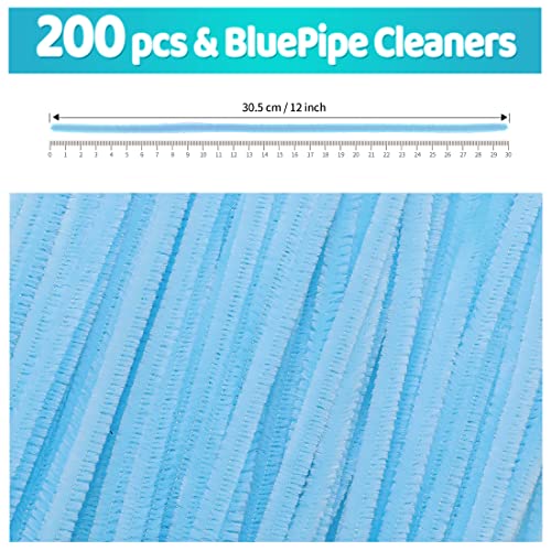 Iooleem 200pcs Light Blue Pipe Cleaners, Chenille Stems, Pipe Cleaners for Crafts, Pipe Cleaner Crafts, Art and Craft Supplies. - color: Light Blue, size: Small Pack