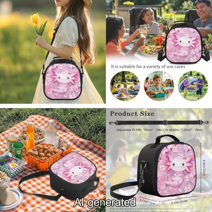 Cute Axolotl Kids School Bag Set 5 Pieces with Lunch Bag Pencil Case and Water Bottle Holder Large Capacity Backpack for Elementary School Students - color: Cute Axolotl
