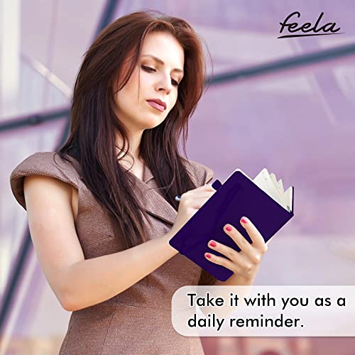 feela 12 Pack Notebooks Journals Bulk, Hardcover Notebook Classic Ruled Journal Set with Pen Holder for School Business Work Travel Writing, with 12 Black Pens, 120 GSM, 5.1”x8.3”, A5, Purple - color: 12 Purple
