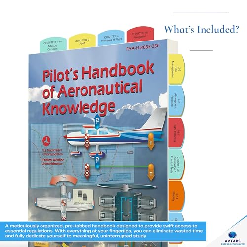 Pre-Tabbed Pilot’s Handbook of Aeronautical Knowledge (PHAK) 2025 – FAA Pilot Handbook with Color-Coded Tabs for Quick Reference, Perfect for Student Pilots - style: Pre-tabbed PHAK