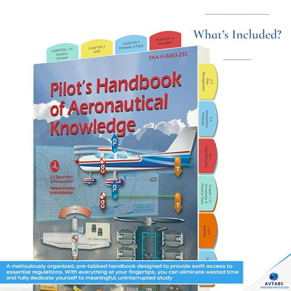 Pre-Tabbed Pilot’s Handbook of Aeronautical Knowledge (PHAK) 2025 – FAA Pilot Handbook with Color-Coded Tabs for Quick Reference, Perfect for Student Pilots - style: Pre-tabbed PHAK