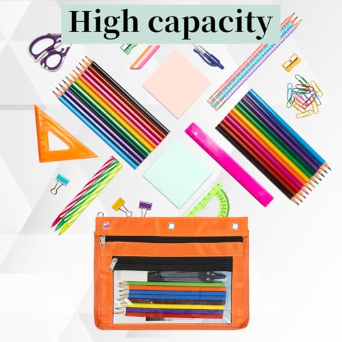 YoeeJob 18 Pack 1 Inch Expandable Zipper Pencil Pouches with Clear Window for 3 Ring Binder, Suitable for School & Office（Colourful） - color: Colourful