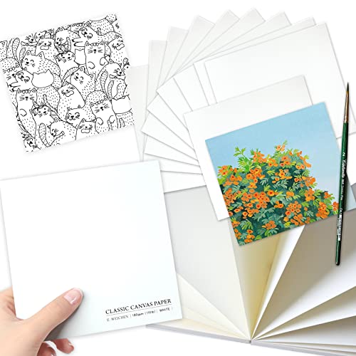 5.9x5.9 Inch Oil and Acrylic Paper Pad,30 Sheets 180GSM(110lb) Tearable Bleed Proof Canvas Like Textured Drawing Papers Perfect for Acrylic,Oil Painting,White - color: 1-5.9x5.9 inch-180gsm-oil paper