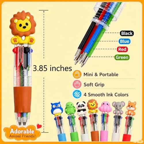 Oneshow 28 Pack Mini Animal Pens, Cute 4-in-1 Multicolor Ballpoint Pens | 3D Forest Animal Pens for Classroom Prizes, Teacher Reward Pens, Party Favors, Birthday Gifts & Back to School Supplies - style: Animal-28PCS