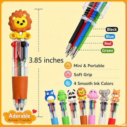Oneshow 28 Pack Mini Animal Pens, Cute 4-in-1 Multicolor Ballpoint Pens | 3D Forest Animal Pens for Classroom Prizes, Teacher Reward Pens, Party Favors, Birthday Gifts & Back to School Supplies - style: Animal-28PCS