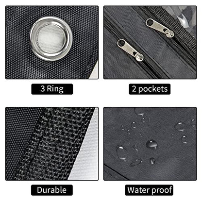 YoeeJob 2 Pack 1 Inch Expandable Zipper Pencil Pouches with Clear Window for 3 Ring Binder, Suitable for School & Office (Black+Blue) - color: Black+Blue