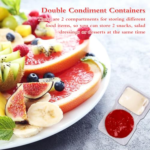 25 Sets Reusable Snack Containers Double Compartment Snackle Box Container with Lids - Leak-Proof BPA-Free Food Storage, Condiments Portion Control Dip Cups for Kids School Lunches, Meal Prep, Takeout - color: 25