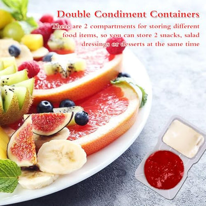 25 Sets Reusable Snack Containers Double Compartment Snackle Box Container with Lids - Leak-Proof BPA-Free Food Storage, Condiments Portion Control Dip Cups for Kids School Lunches, Meal Prep, Takeout - color: 25