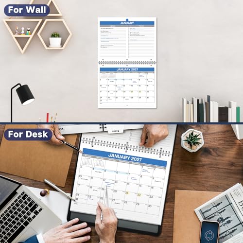 Dunwell 2026-2027 Calendar for 3 Ring Binder - 8.5x11, Jul. 2026 to Dec. 2027, 18 Months Desk Calendar with Premium Paper, 3-Hole Calendar for Office, School, 8.5" x 11" Planner Hanging on Wall