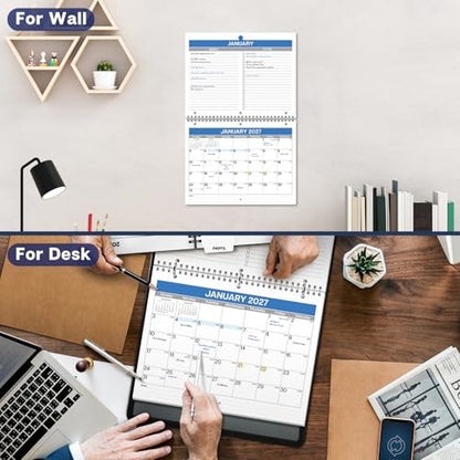 Dunwell 2026-2027 Calendar for 3 Ring Binder - 8.5x11, Jul. 2026 to Dec. 2027, 18 Months Desk Calendar with Premium Paper, 3-Hole Calendar for Office, School, 8.5" x 11" Planner Hanging on Wall