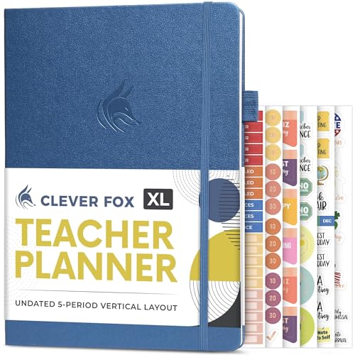 Clever Fox Teacher Planner, School & Homeschool Book, A4 Size Mystic Blue | Undated, 8.5x11, lay-flat binding, heavy-duty hardcover, teacher lesson weekly & daily planner, homeschool supplies - color: Mystic Blue, size: A4 (8.5" x 11")