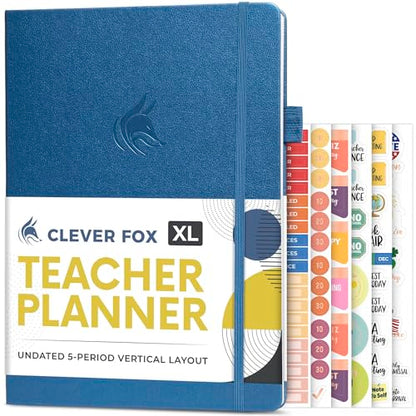 Clever Fox Teacher Planner, School & Homeschool Book, A4 Size Mystic Blue | Undated, 8.5x11, lay-flat binding, heavy-duty hardcover, teacher lesson weekly & daily planner, homeschool supplies - color: Mystic Blue, size: A4 (8.5" x 11")