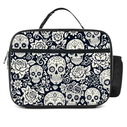 Skull Lunch Bag Insulated Reusable Lunch Box Kids Girls Boys Cooler Thermal Tote Bag For Men Women School Work Picnic - color: Skull