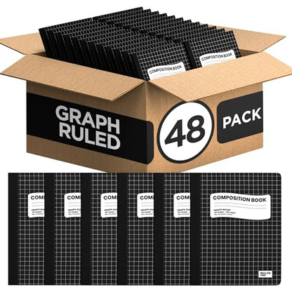 Composition Notebooks, Quad Ruled, Graph Paper Composition Notebook, Hard Cover Marble Graph Composition Notebook, 100 sheets, 9.75″ x 7.50″ (48 Pack) - style: 48 Pack