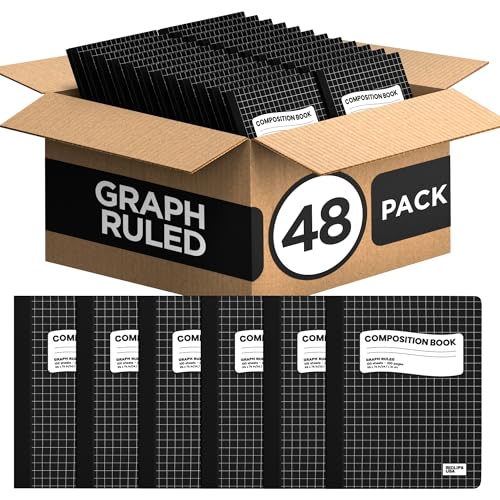 Composition Notebooks, Quad Ruled, Graph Paper Composition Notebook, Hard Cover Marble Graph Composition Notebook, 100 sheets, 9.75″ x 7.50″ (48 Pack) - style: 48 Pack