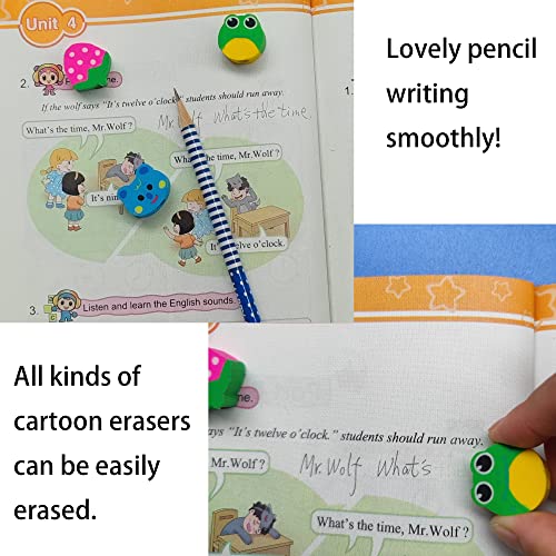 28PCS Assorted Cartoon Stripe Pencils with Fruit Animal Top Eraser for Kids | Topper for Kids School Supplies and Children Prize Gifts (28)