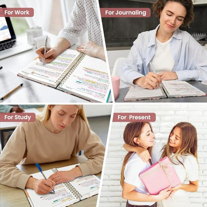 Large Spiral Lined Notebook for Work with Dividers & Tabs, 8.5"x11" Hardcover 5 Subject Notebook, College Ruled, 280 Pages, Blush Garden - color: C - Blush Garden