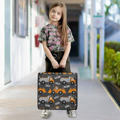 3 Ring Zipper Binder With Shoulder Strap Documents Storage Organizer Animal Dog - color: Construction Machines