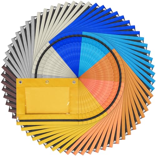 Leinuosen 64 Pack Pencil Pouch Bulk for 3 Ring Binder, Pencil Case with Black Zipper and Clear Window, Assorted Colored Storage Bags for Office, Back to School Classroom Supplies - color: Boho