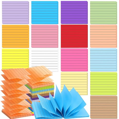 15 Pads Pop Up Sticky Notes,15 Bright Colors Self-Stick Notes Pads with Lines,1500 Sheet Lined Sticky Notes 3x3 Inch Pop up Refills,Clean Removal,Assorted Pastel Colors,100 Sheets/Pad
