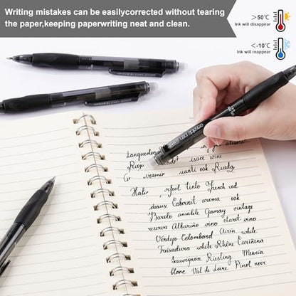 USUAL Retractable Erasable Pens 12 Black Erasable Gel Pen 0.5mm Erasable Gel Pens Black Make Mistakes Disappear Smooth Writing Pen Office Back-to-School Supplies (Black) - color: 12 Black