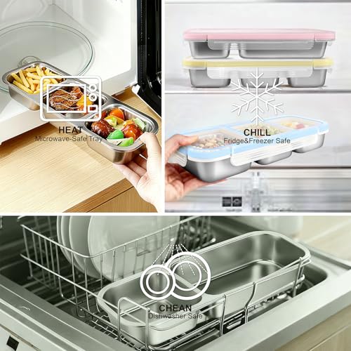 Stainless Steel Bento Box (2 Compartments Pink) - color: 2 Compartments Pink
