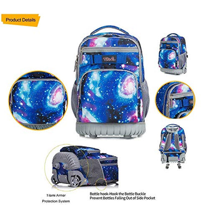 Tilami Rolling Backpack 19 inch with Lunch Bag Wheeled Laptop Backpack, Galaxy - color: Galaxy