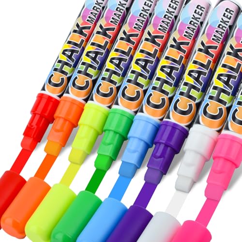 MAGXCENE Window Chalk Markers for Cars, Liquid Chalk Marker Pens for Glass, Wet Erase Marker for Blackboards Washable Car Window Paint Markers Pen for Auto, Mirror, 10mm 8 Color - style: 10mm-8 pack