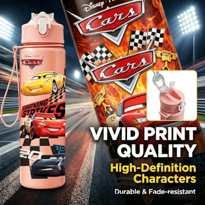 Cartoon Huntrix Water Bottle for Girls, 25oz Leak Proof with Straw Lid, Gifts for Girls (Cars) - color: Cars