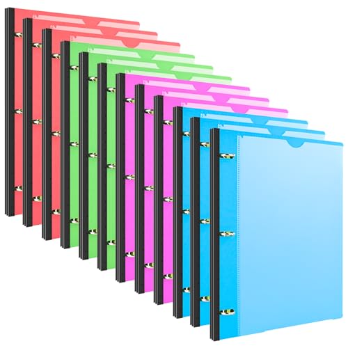 INFUN 1 INCH Telescoping 3 Ring Binder - 12PCS, Flexible 1 INCH Binders 3 Ring with Customizable Front Cover and Clear Catalog Pocket, 225 Sheet Capacity - color: Red+pink+ Blue+green, size: 1 Inch, style: With Clear Front Pocket - 12 PCS