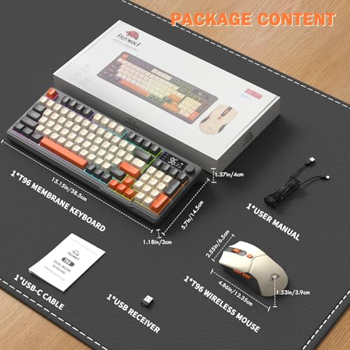 ZIYOU LANG T96 Wireless Gaming Keyboard and Mouse Combo,Dual Bluetooth//2.4G RGB Backlit Mechanical Feeling Keyboard with Smart Display & Knob,4000 DPI Gaming Mouse for PC Laptop Mac Wins-Shimmer - color: Shimmer