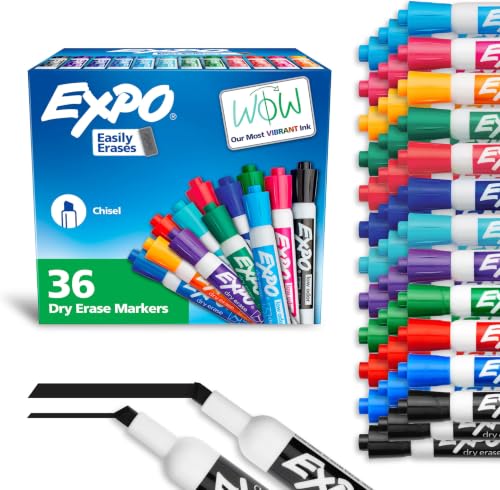 EXPO Dry Erase Markers, Chisel Tip, Assorted Fashion Colors | Low Odor | For Classroom, Office & Home | 36 Count, Pack of 6 - size: 36 Count (Pack of 6)