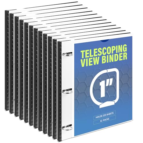 WOT I 12-Pack Telescoping 3 Ring Binder 1 Inch, Expandable Flexible Binder - Patented Design for Easy Portability, Holds 8.5"x11" Paper, Perfect for School, Office&Home Organization, White - color: White -With Front Cover, size: 1 Inch