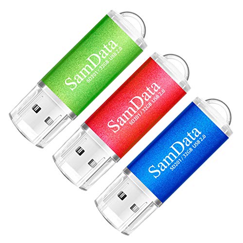 SamData 3 Pack 32GB USB Flash Drives USB 2.0 Thumb Drives Memory Stick Jump Drive Zip Drive, 3 Colors: Blue Red Green - color: Green Blue Red 3*32GB, size: 32GB
