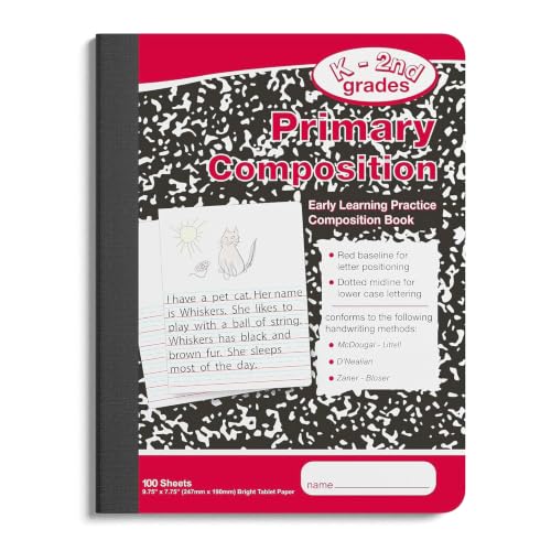 STAPLES Primary Composition Notebook, 7.5” x 9.75”, Primary Ruled, 100 Sheets, Marble Cover, 3‑Pack - style: 3 Pack