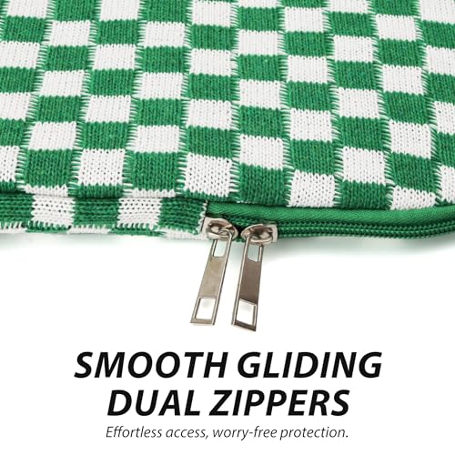 Puffy Laptop Sleeve 15-16 inch, Cute Knitted Protective Carrying Case for Women & Men, Compatible with MacBook Pro 16-Inch M4, 15.6 Inch Tablets Notebook (Checkered Green) - color: Checkered Green, size: 15-16 inch