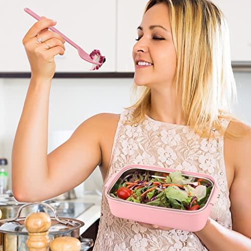3-Tier Lunch Box for Women, Adult Lunch Box with Insulated Lunch Bag | 60 fl oz Large Capacity Bento Box with BPA-Free Utensils & Sauce Container, Leakproof, Microwave Safe for Work & Meal Prep - color: Pink(3-Tiers)