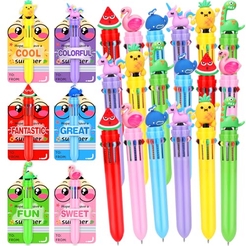 24 Set End of Year Student Gifts from Teacher, End of the Year Gifts for Students Bulk for Kids 10-in-1 Multicolor Pens with Cards for School Graduation Supply Summer Party Favor - style: Z24pcs End of Year10 in1 Pens