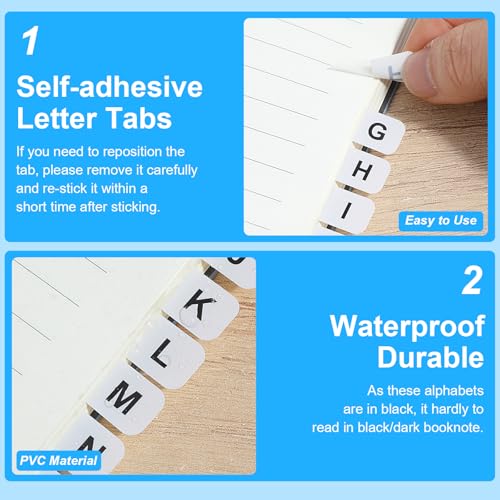 208Pcs Alphabetical Tabs for Notebooks, Ymapinc ABC Alphabet Stickers, Self-Adhesive A-Z Sticky Index Annotation Tabs, Book Reading Tab for Annotating Books, Page/Adhesive Tab for Dictionary/Files